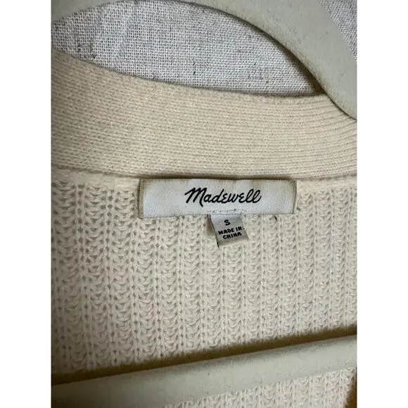 Madewell Lyle Rib Henley Wool Pullover Cream Sweater Sz. S - Picture 5 of 7